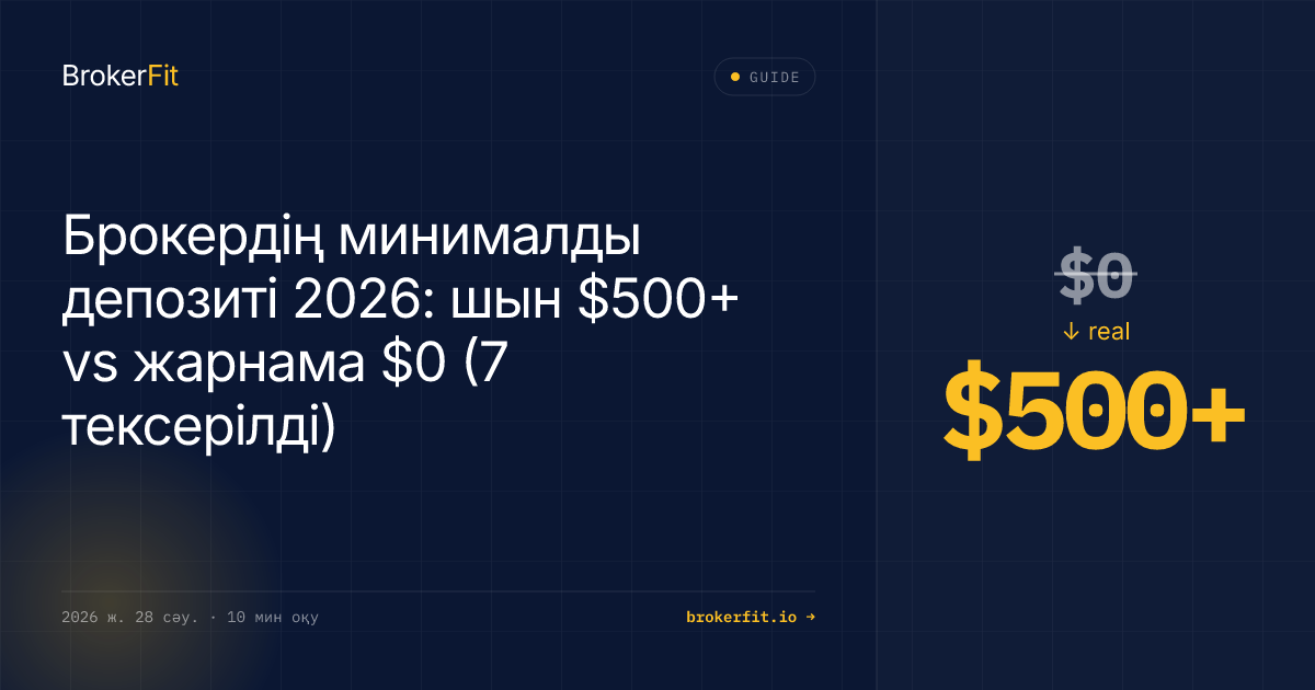 Брокер минималды депозиті 2026: шын $500+ vs жарнама $0