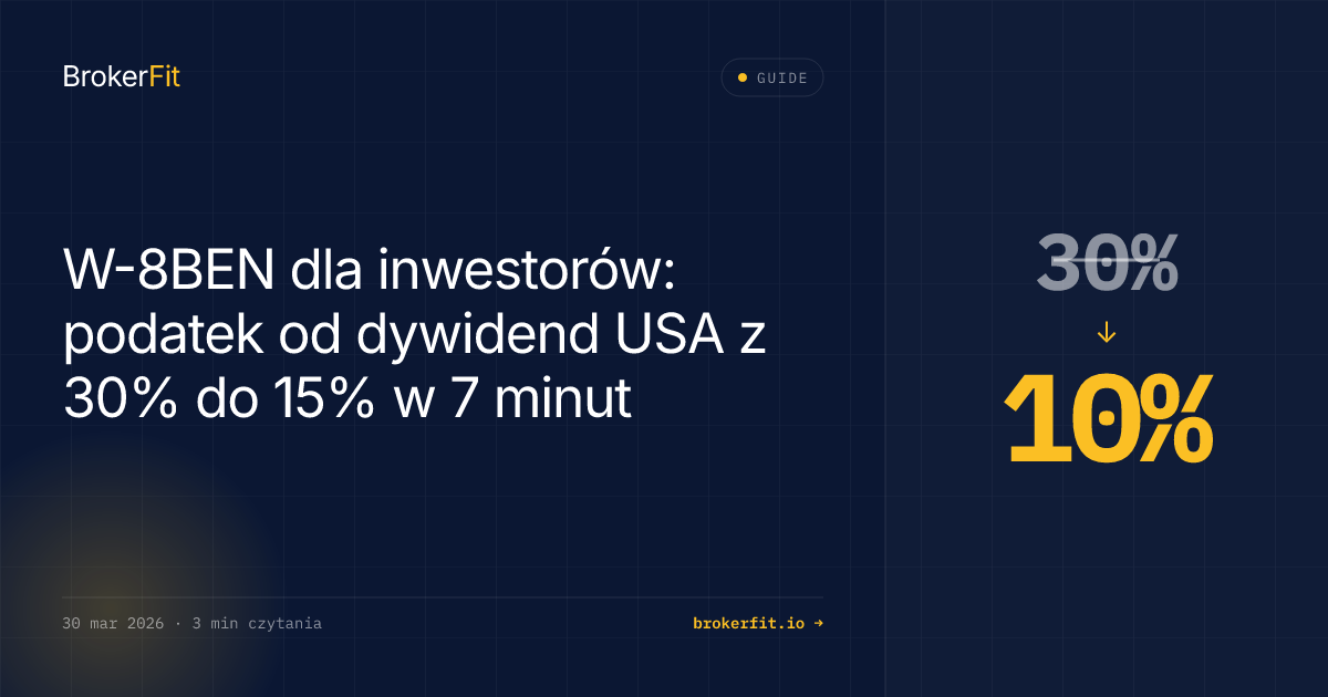 W-8BEN dla inwestorów: podatek od dywidend USA 30% → 15%