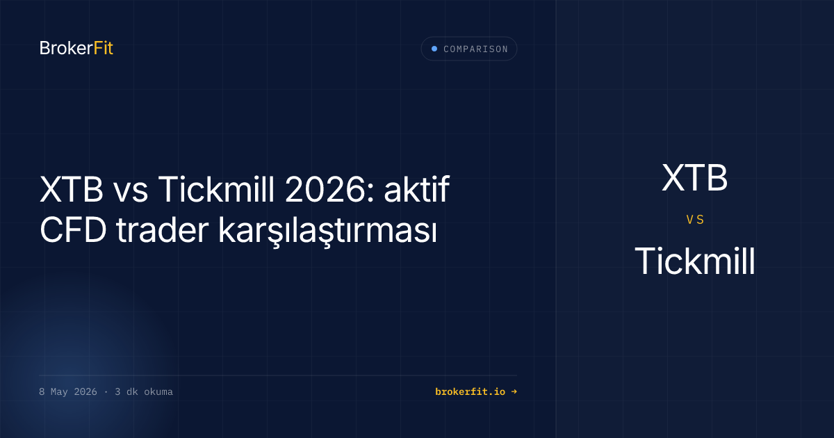 XTB vs Tickmill 2026: aktif CFD trader karşılaştırması