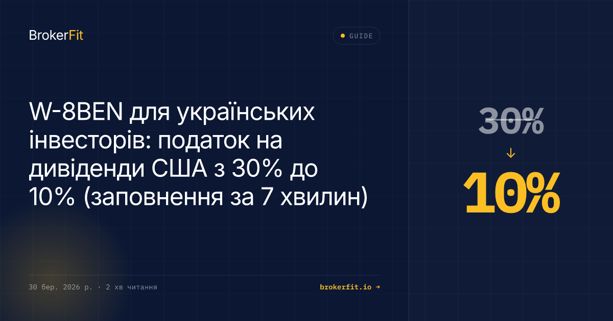 W-8BEN для українців: податок з дивідендів США 30% → 15%