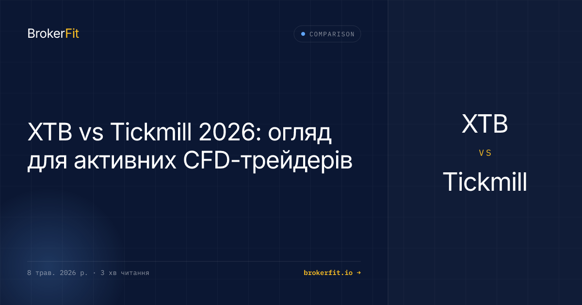 XTB vs Tickmill 2026: огляд для активних CFD-трейдерів